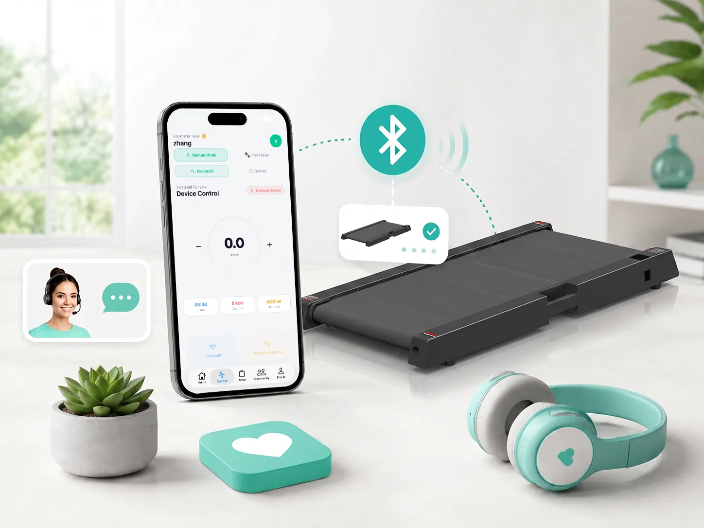 PaceFit walking pad app control and Bluetooth connection